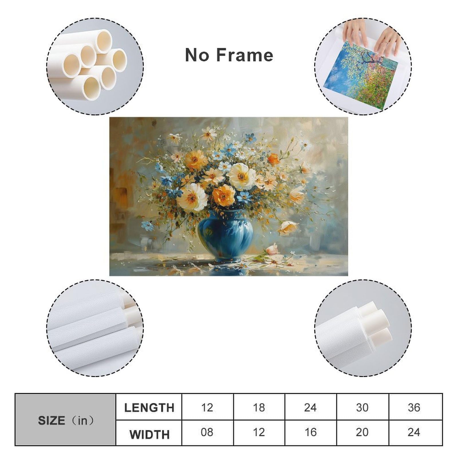 Amazon.co.jp: 絵画 花瓶は花でいっぱいです アートパネル ポスター